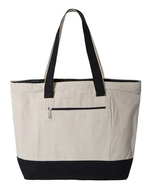 Q-Tees 19L Zippered Tote - Q-Tees Q1300 Q-Tees Natural/ Black One Size