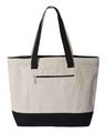 Q-Tees 19L Zippered Tote - Q-Tees Q1300 Q-Tees Natural/ Black One Size