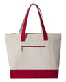 Q-Tees 19L Zippered Tote - Q-Tees Q1300 Q-Tees Natural/ Red One Size