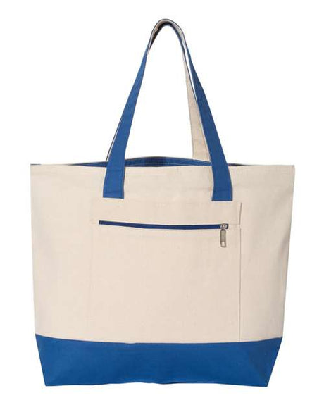 Q-Tees 19L Zippered Tote - Q-Tees Q1300 Q-Tees Natural/ Royal One Size