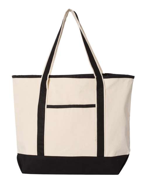 Q-Tees 34.6L Large Canvas Deluxe Tote - Q-Tees Q1500 Q-Tees Natural/ Black One Size