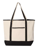 Q-Tees 34.6L Large Canvas Deluxe Tote - Q-Tees Q1500 Q-Tees Natural/ Black One Size