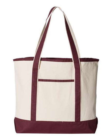 Q-Tees 34.6L Large Canvas Deluxe Tote - Q-Tees Q1500 Q-Tees Natural/ Maroon One Size