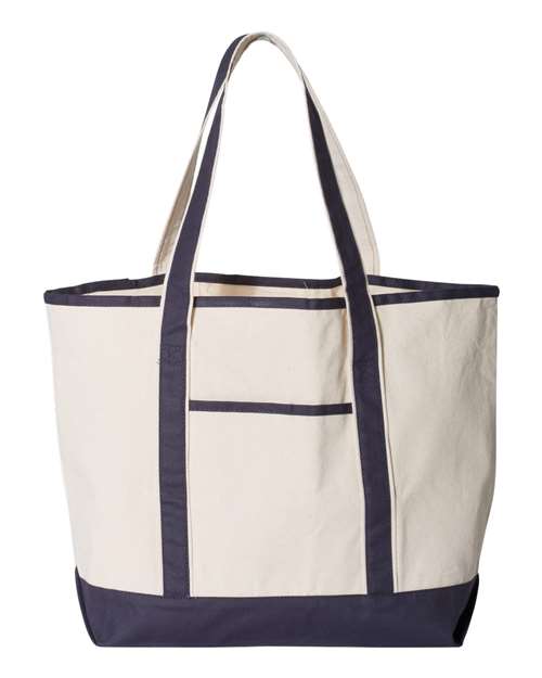 Q-Tees 34.6L Large Canvas Deluxe Tote - Q-Tees Q1500 Q-Tees Natural/ Navy One Size