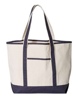 Q-Tees 34.6L Large Canvas Deluxe Tote - Q-Tees Q1500 Q-Tees Natural/ Navy One Size