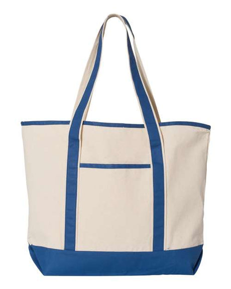 Q-Tees 34.6L Large Canvas Deluxe Tote - Q-Tees Q1500 Q-Tees Natural/ Royal One Size