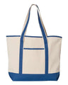 Q-Tees 34.6L Large Canvas Deluxe Tote - Q-Tees Q1500 Q-Tees Natural/ Royal One Size