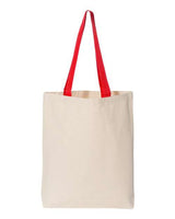 Q-Tees 11L Canvas Tote with Contrast-Color Handles - Q-Tees Q4400 Q-Tees Natural/ Red One Size