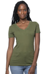 Royal Apparel 64030 Women's Viscose Hemp Organic Cotton V-Neck - Herb