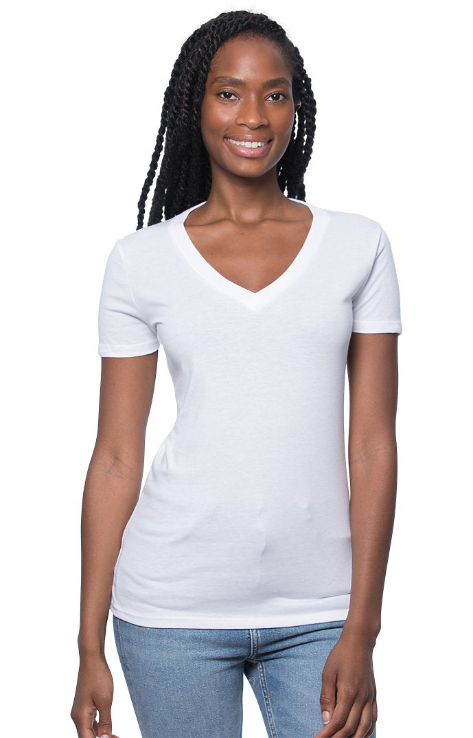Royal Apparel 64030 Women's Viscose Hemp Organic Cotton V-Neck - Snowflake