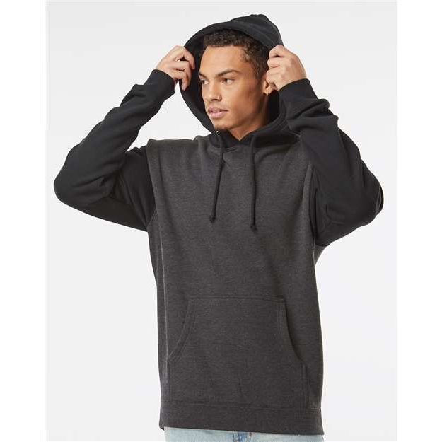 Independent Trading Co. Heavyweight Hooded Sweatshirt - Charcoal Heather/ Black - Independent Trading Co. IND4000 Independent Trading Co. Charcoal Heather/ Black XS