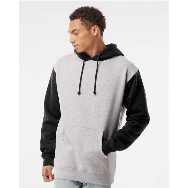 Independent Trading Co. Heavyweight Hooded Sweatshirt - Grey Heather/ Black - Independent Trading Co. IND4000 Independent Trading Co. Grey Heather/ Black XS