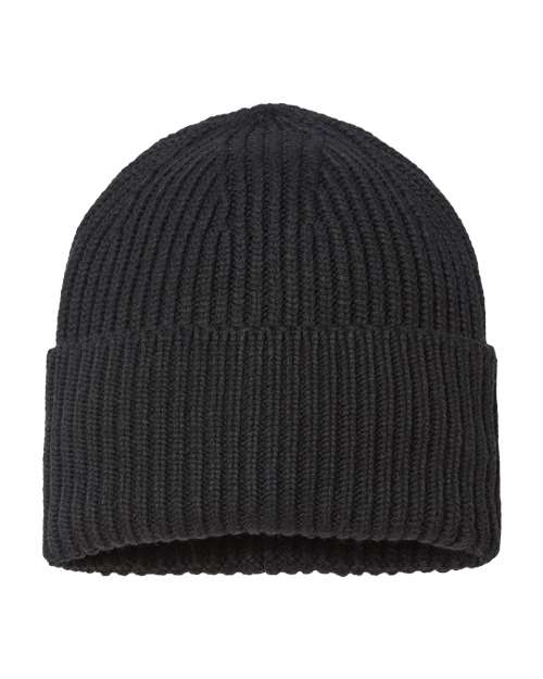 Atlantis Headwear Sustainable Chunky Rib Cuffed Beanie - Atlantis Headwear OAK Atlantis Headwear Black One Size