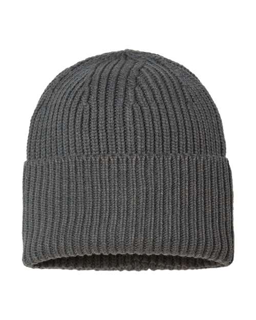 Atlantis Headwear Sustainable Chunky Rib Cuffed Beanie - Atlantis Headwear OAK Atlantis Headwear Dark Grey One Size