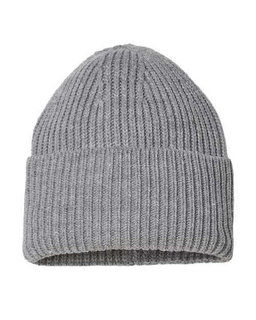 Atlantis Headwear Sustainable Chunky Rib Cuffed Beanie - Atlantis Headwear OAK Atlantis Headwear Light Grey Melange One Size