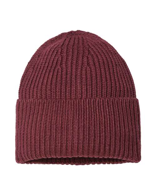 Atlantis Headwear Sustainable Chunky Rib Cuffed Beanie - Atlantis Headwear OAK Atlantis Headwear Burgundy Melange One Size