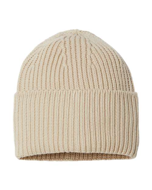 Atlantis Headwear Sustainable Chunky Rib Cuffed Beanie - Atlantis Headwear OAK Atlantis Headwear Light Beige One Size