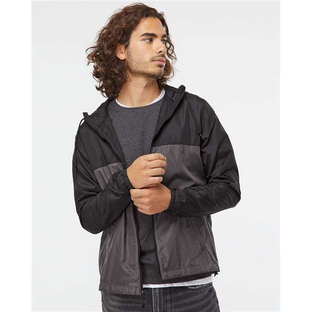 Independent Trading Co. Lightweight Windbreaker Full-Zip Jacket - Black/ Graphite - Independent Trading Co. EXP54LWZ Independent Trading Co. Black/ Graphite XS