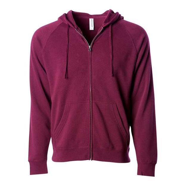 Independent Trading Co. Special Blend Raglan Full-Zip Hooded Sweatshirt - Independent Trading Co. PRM33SBZ Independent Trading Co. Maroon XS