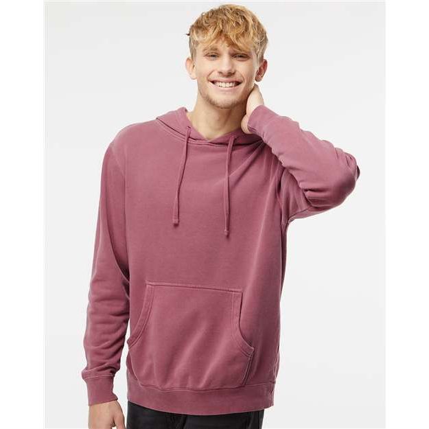 Independent Trading Co. Midweight Pigment-Dyed Hooded Sweatshirt - Pigment Maroon - Independent Trading Co. PRM4500 Independent Trading Co. Pigment Maroon XS