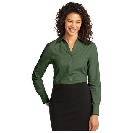 Ladies Crosshatch Easy Care Shirt Joe's USA Dark Cactus Green 4X-Large