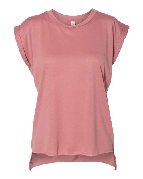 BELLA + CANVAS Women’s Flowy Rolled Cuffs Muscle Tee - BELLA + CANVAS 8804