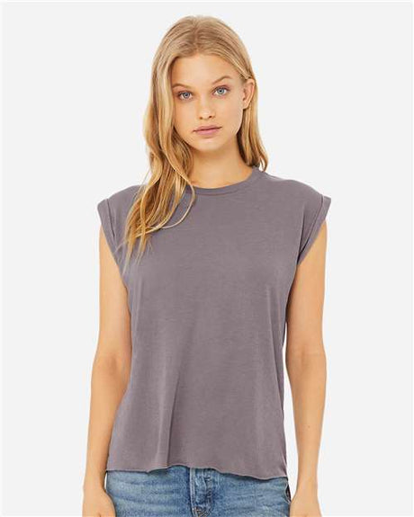 BELLA + CANVAS Women’s Flowy Rolled Cuffs Muscle Tee - BELLA + CANVAS 8804