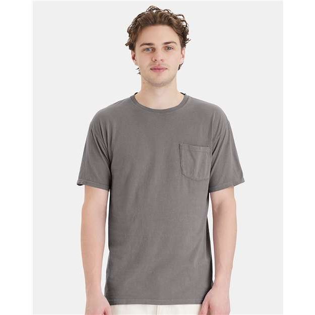 ComfortWash by Hanes Garment-Dyed Pocket T-Shirt - Concrete Grey - ComfortWash by Hanes GDH150 ComfortWash by Hanes Concrete Grey S