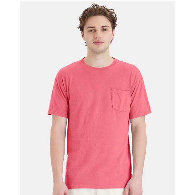 ComfortWash by Hanes Garment-Dyed Pocket T-Shirt - Coral Craze - ComfortWash by Hanes GDH150 ComfortWash by Hanes Coral Craze S