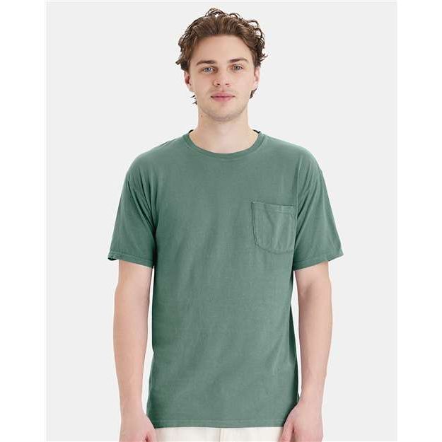 ComfortWash by Hanes Garment-Dyed Pocket T-Shirt - Cypress Green - ComfortWash by Hanes GDH150 ComfortWash by Hanes Cypress Green S