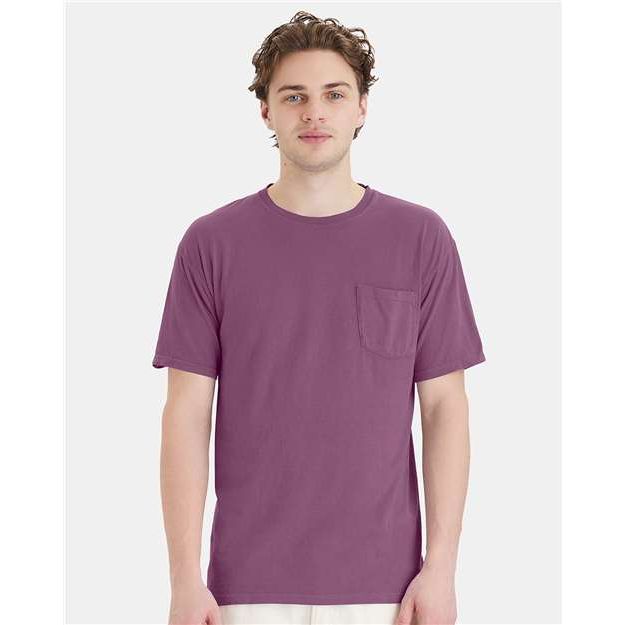 ComfortWash by Hanes Garment-Dyed Pocket T-Shirt - Purple Plum Raisin - ComfortWash by Hanes GDH150 ComfortWash by Hanes Purple Plum Raisin S