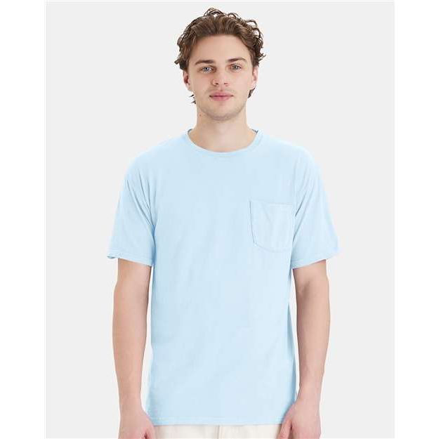 ComfortWash by Hanes Garment-Dyed Pocket T-Shirt - Soothing Blue - ComfortWash by Hanes GDH150 ComfortWash by Hanes Soothing Blue S