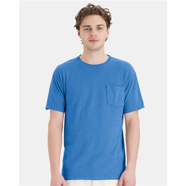 ComfortWash by Hanes Garment-Dyed Pocket T-Shirt - Summer Sky Blue - ComfortWash by Hanes GDH150 ComfortWash by Hanes Summer Sky Blue S