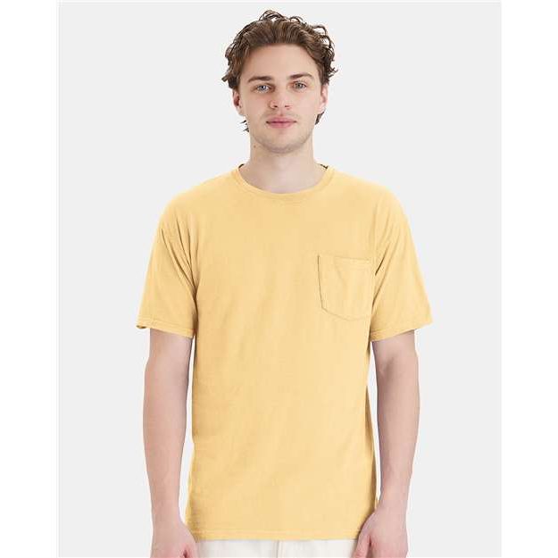 ComfortWash by Hanes Garment-Dyed Pocket T-Shirt - Summer Squash Yellow - ComfortWash by Hanes GDH150 ComfortWash by Hanes Summer Squash Yellow S