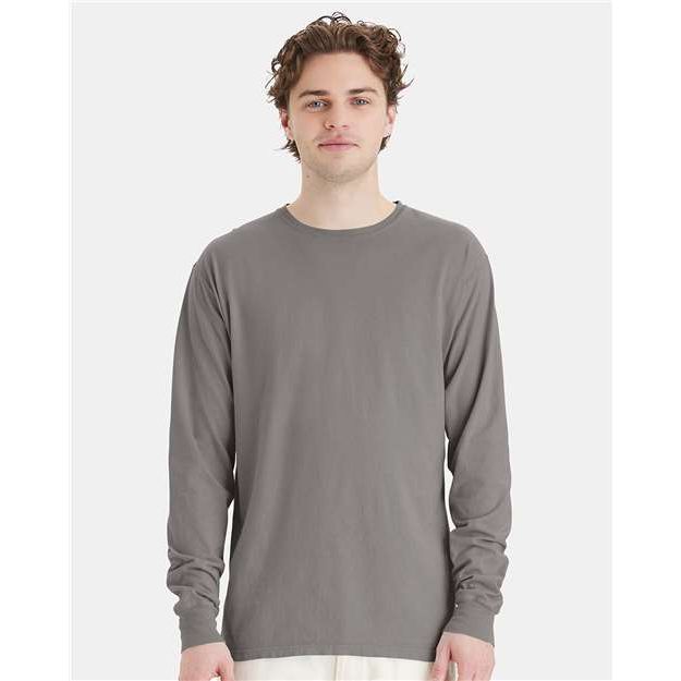 ComfortWash by Hanes Garment-Dyed Long Sleeve T-Shirt - Concrete Grey - ComfortWash by Hanes GDH200 ComfortWash by Hanes Concrete Grey S