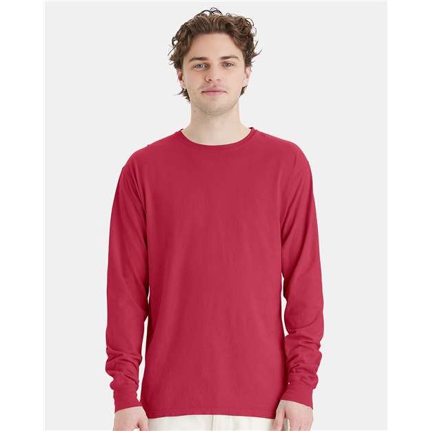 ComfortWash by Hanes Garment-Dyed Long Sleeve T-Shirt - Crimson Fall - ComfortWash by Hanes GDH200 ComfortWash by Hanes Crimson Fall S