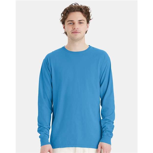 ComfortWash by Hanes Garment-Dyed Long Sleeve T-Shirt - Summer Sky Blue - ComfortWash by Hanes GDH200 ComfortWash by Hanes Summer Sky Blue S