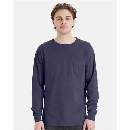 ComfortWash by Hanes Garment-Dyed Long Sleeve T-Shirt With a Pocket - ComfortWash by Hanes GDH250 ComfortWash by Hanes Anchor Slate L