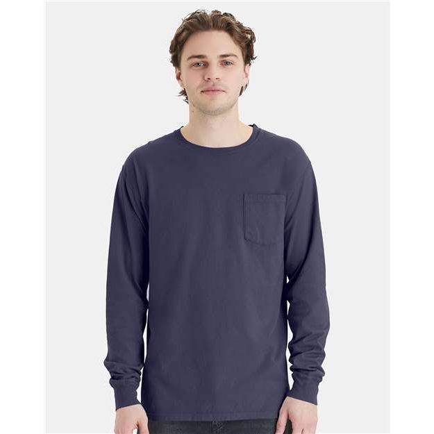 ComfortWash by Hanes Garment-Dyed Long Sleeve T-Shirt With a Pocket - ComfortWash by Hanes GDH250 ComfortWash by Hanes