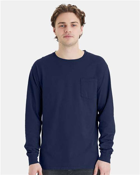 ComfortWash by Hanes Unisex Garment-Dyed Long Sleeve T-Shirt With a Pocket - ComfortWash by Hanes GDH250
