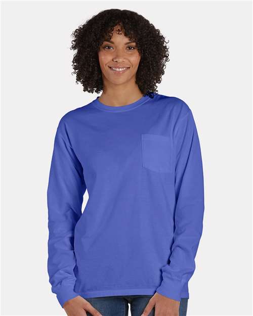 ComfortWash by Hanes Unisex Garment-Dyed Long Sleeve T-Shirt With a Pocket - ComfortWash by Hanes GDH250