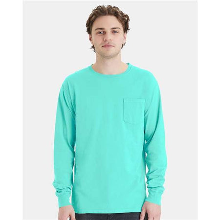 ComfortWash by Hanes Garment-Dyed Long Sleeve T-Shirt With a Pocket - ComfortWash by Hanes GDH250 ComfortWash by Hanes Mint S