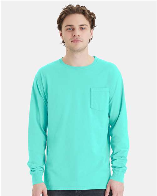 ComfortWash by Hanes Unisex Garment-Dyed Long Sleeve T-Shirt With a Pocket - ComfortWash by Hanes GDH250