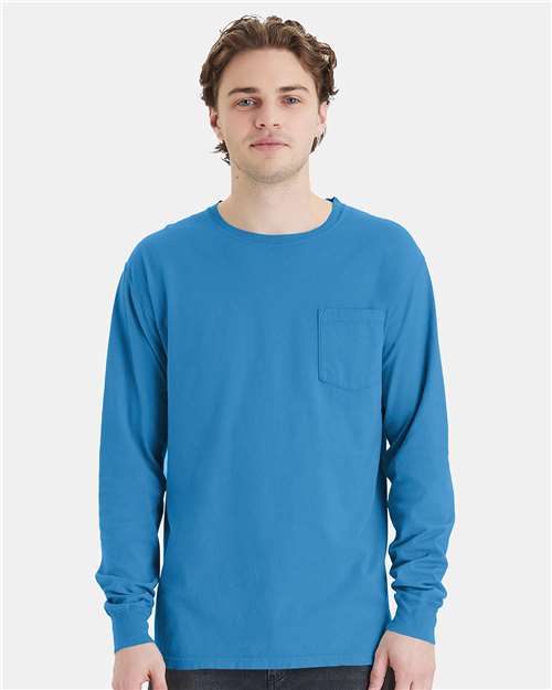 ComfortWash by Hanes Unisex Garment-Dyed Long Sleeve T-Shirt With a Pocket - ComfortWash by Hanes GDH250