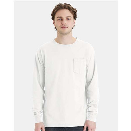 ComfortWash by Hanes Garment-Dyed Long Sleeve T-Shirt With a Pocket - ComfortWash by Hanes GDH250 ComfortWash by Hanes White S