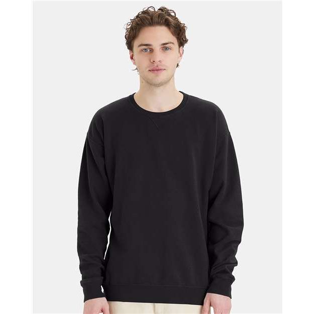 ComfortWash by Hanes Garment-Dyed Crewneck Sweatshirt - Black - ComfortWash by Hanes GDH400 ComfortWash by Hanes Black S