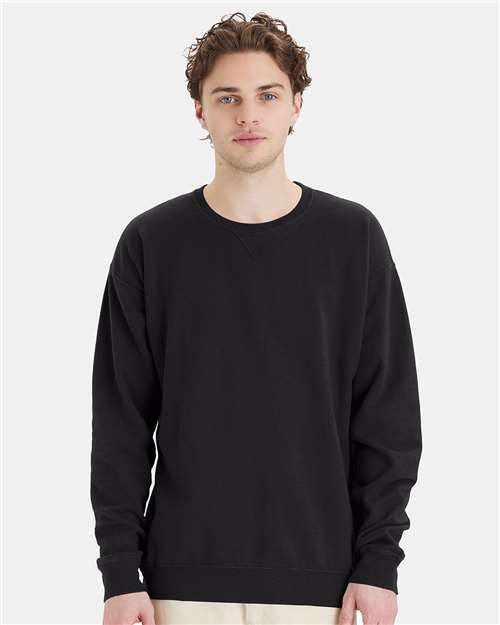 ComfortWash by Hanes Garment-Dyed Crewneck Sweatshirt - Black - ComfortWash by Hanes GDH400 ComfortWash by Hanes