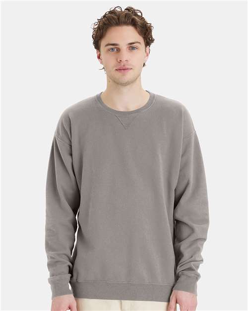 ComfortWash by Hanes Garment-Dyed Crewneck Sweatshirt - Concrete Grey - ComfortWash by Hanes GDH400 ComfortWash by Hanes