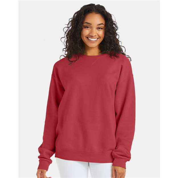 ComfortWash by Hanes Garment-Dyed Crewneck Sweatshirt - Crimson Fall - ComfortWash by Hanes GDH400 ComfortWash by Hanes Crimson Fall S