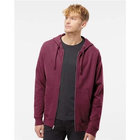 Independent Trading Co. Midweight Full-Zip Hooded Sweatshirt - Maroon - Independent Trading Co. SS4500Z Independent Trading Co. Maroon XS